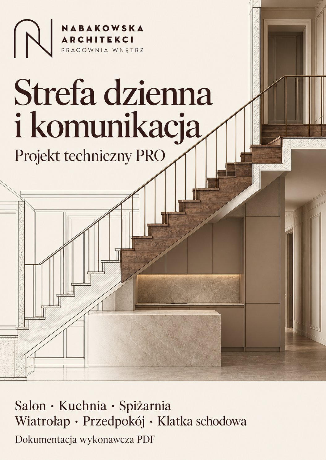 Projekt techniczny strefy dziennej, dokumentacja PDF